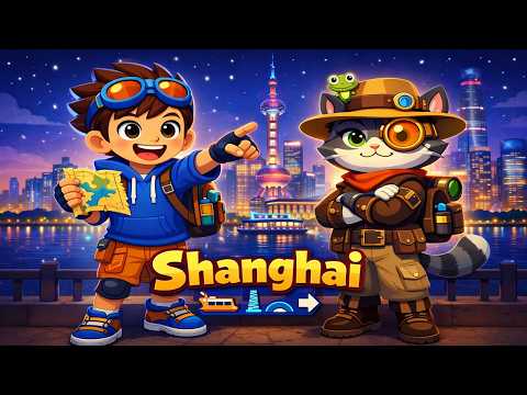 Shanghai Skyline River Crossing Puzzle. Choose The Right Ferry Icons