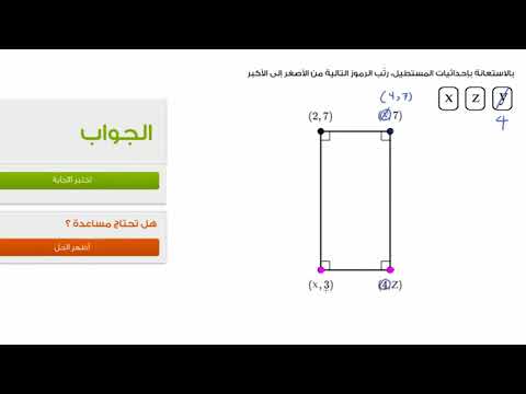 الصف السادس الرياضيات الهندسة مثال إحداثيات المستطيل