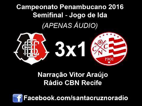 (Áudio) - Santa Cruz 3x1 Náutico - Nar. Vitor Araújo, Rádio CBN Recife - PE 2016