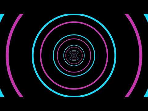 Hypnotic Blue Pink VJ LOOP NEON, Tunnel Abstract Background Video Circles, 4K Screensaver