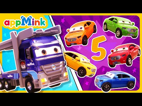 🚚 🚗🚗 Carrier Truck Song 🚗 Five Little Cars🚗🚗 🏁#appmink #nurseryrhymes #kidssong #cartoon #animation