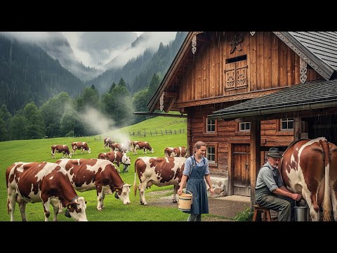 Austria Village Life: Most Beautiful Alpine Dairy Farm | Traditional Cow Milking 4K