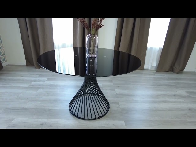 Стол на кухню BERTOIA (mod. GT21) металл/стекло, Black (черный) арт.20595 в Екатеринбурге - видео 5