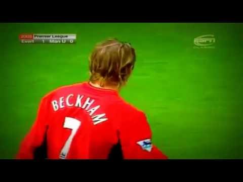 David Beckham | Incredible  Free Kick | Manchester United vs. FC Everton