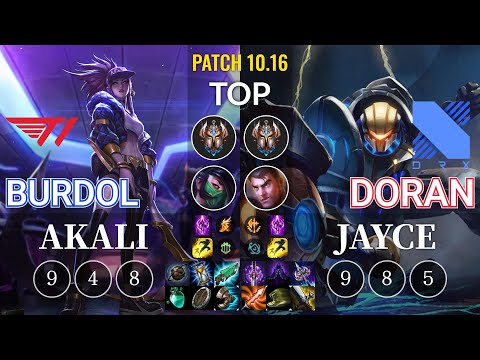 T1 Burdol Akali vs DRX Doran Jayce Top - KR Patch 10.16