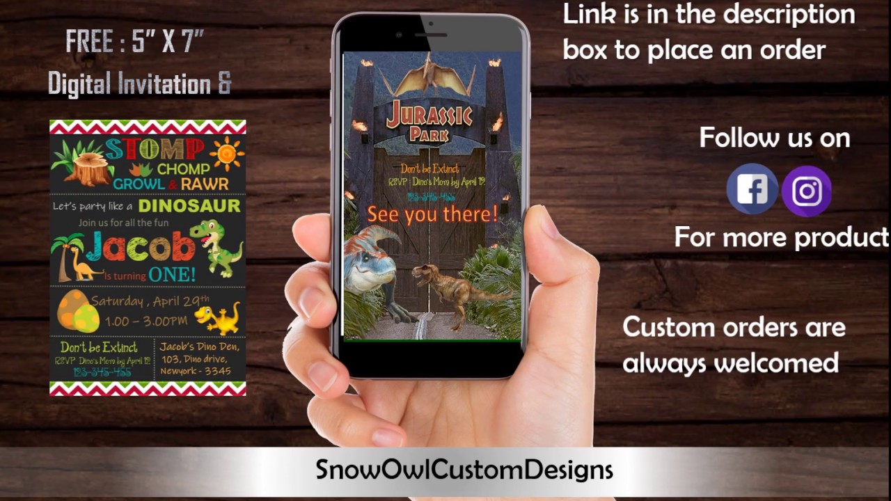Dinosaur Birthday - Video Invitation - Dino Birthday - First Birthday - Jurassic park music
