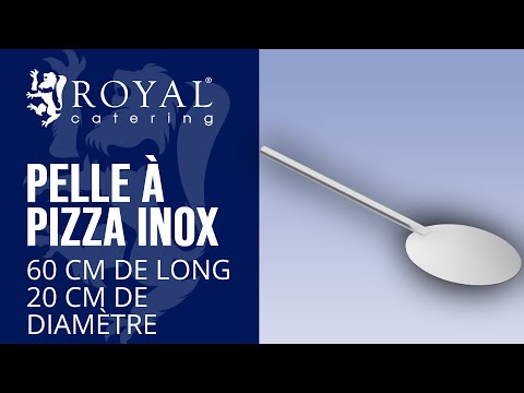 Vidéo - Pelle à pizza inox - 60 cm de long - 20 cm de diamètre
