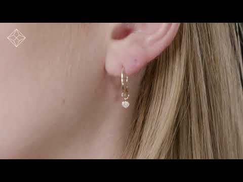 SINGLE Stellato Diamond Heart Charm Hoop Earring in 9K Gold - H4688