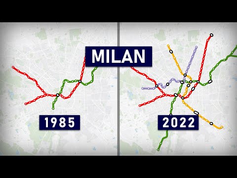 Evolution of the Milan Metro 1964-2022 (geographic map)