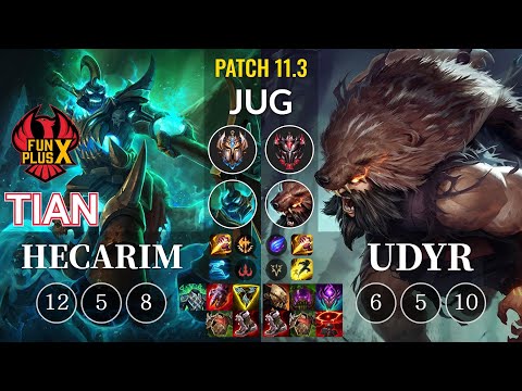 FPX Tian Hecarim vs Udyr Jungle - KR Patch 11.3