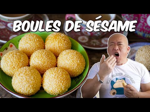Sesame Balls Stuffed with Soy Cream and Grated Coconut