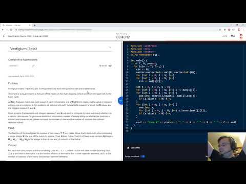 Google Code Jam 2020 Qualification Round Screencast