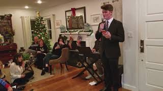 Patrick singing "Let it Snow" at the family Christmas party