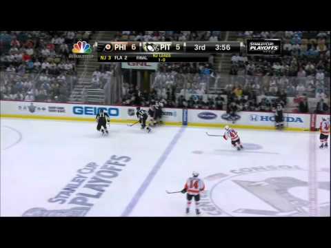 Brooks Orpik hit on Scott Hartnell. Philadelphia Flyers vs Pittsburgh Penguins 4/13/12 NHL Hockey