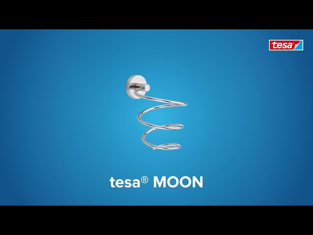 Video teaser for How to apply the stainless-steel style, round tesa® Moon wall-mounted hair dryer holder