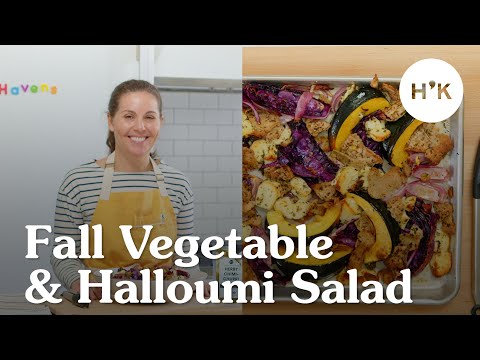 Sheet Pan Fall Vegetable and Halloumi Salad: One pan, easy, recipe