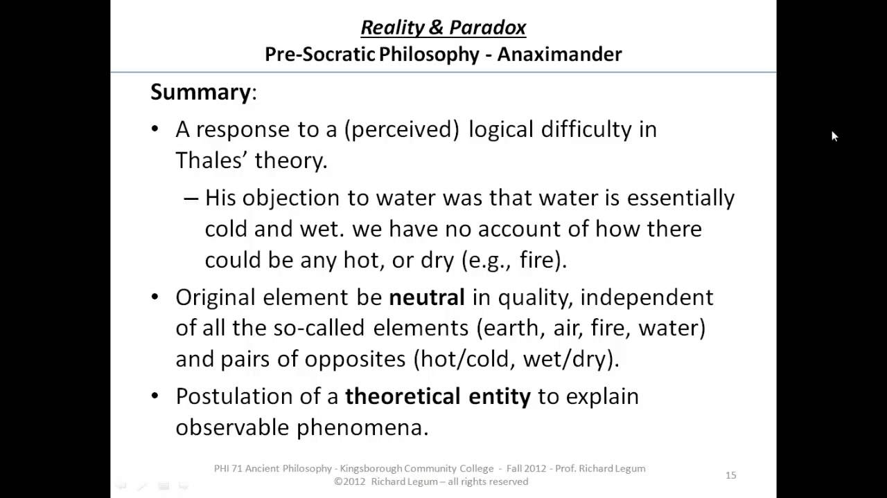 6a5. Anaximander - Summary
