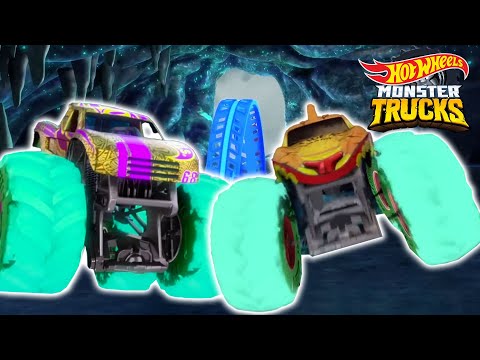 Race Ace and Tiger Shark Glow in the Dark + More Monster Truck Teamwork Adventures 🚗 🔥 | Hot Wheels