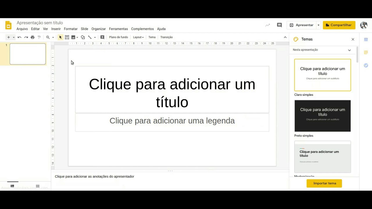 Como utilizar o Google Slides