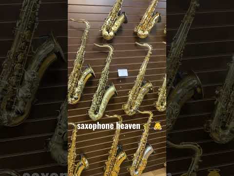 Tenor saxophone selection at Virtuosity in Boston! Bought my alto there, time for a new tenor! 🎷