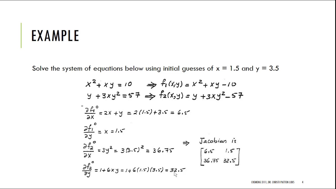 Nonlinear System by NewtonRaphson - Example