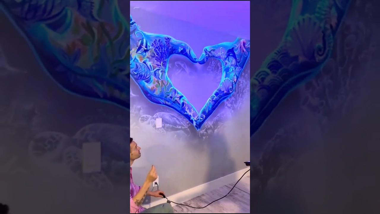 Ocean inspired #muralproject #mural #blacklightart  artwork black light