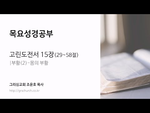 [목요성경공부] 고린도전서 15장(29~58절) : 부활(2)-몸의 부활