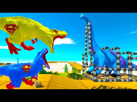 2x SUPERMAN T-REX SAVE SUPERMAN BRACHIOSAURUS DEATH RUN RESCUE MISSION - ARBS