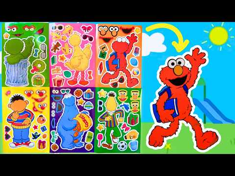 SESAME STREET Summer! DIY Make a Face Stickers with Elmo, Big Bird, Bert, Ernie, Cookie Monster