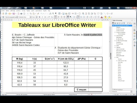 Créer et gérer des tableaux dans LibreOffice Writer - version 7
