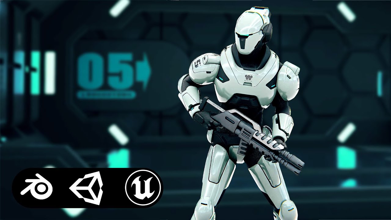 Cyber Soldier F-2000 Auto-Rig Pro Rigged For Mixamo Unreal Engine Unity 3D Model