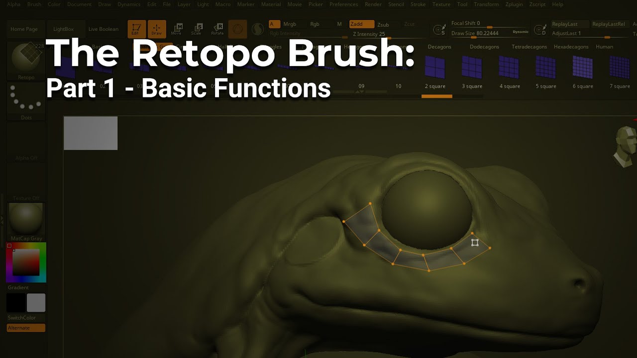 Getting Started with ZBrush Desktop - Retopology brush - Basic functionality - YouTube