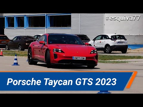 Porsche Taycan GTS 2023 –  Maniobra de esquiva (moose test ) y eslalon | km77.com