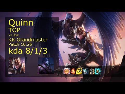 Quinn vs Jax Top - KR Grandmaster 8/1/3 Patch 10.25 Gameplay // [롤] 퀸 vs 잭스 탑