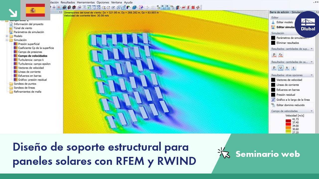 Diseño de soporte estructural para paneles solares con RFEM y RWIND