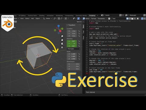 Beginner Blender Python Exercise: Easy cube rotation animation
