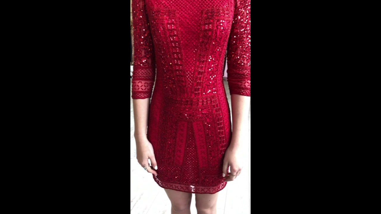 Scala Long Sleeved Red Sequin Dress