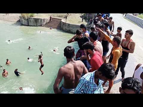 Dussehra puja enjoy Baragoun river #bathing chocolate boy