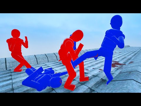 NPC Smart AI Fights on Bridge | Overgrowth Ragdoll