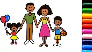 How to draw cute FAMILY with simple shapes | Very easy | Beginners tutorial