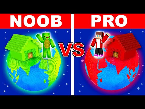 MAIZEN FAMILY: NOOB vs PRO: PLANET House Build Challenge in Minecraft