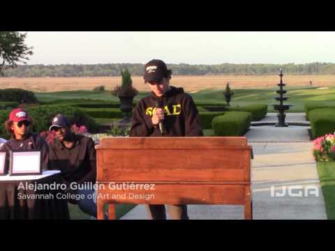 Alejandro Guillen Gutiérrez speaks at IJGA College Signing Day.