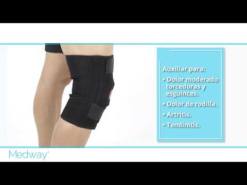thumbnail video image 2 of Rodillera Corta abierta con estabilizador de rótula y soportes laterales flexibles - Talla Universal, 2 of 6