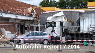 preview picture of video 'LKW-Unfall auf Rastanlage Ostetal-Nord - Tankstelle wieder offen (05.07.2014)'