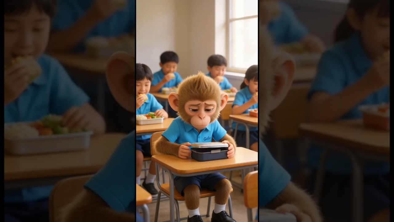 What did the considerate classmates do when the kind monkey's lunchbox was empty?