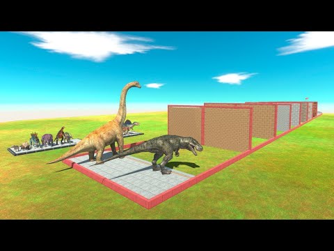 Dinosaur Race Through Wall Blocks - Animal Revolt Battle Simulator