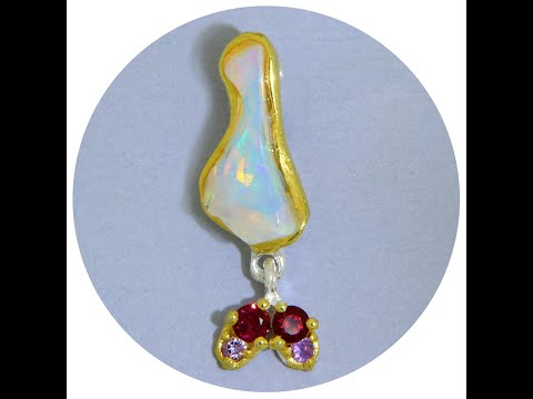 Pandantiv Argint 925 Accente Aurite Opal Free-form Granat Ametist Naturale - Echilibru Subtil