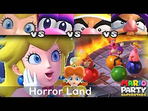 Mario Party Superstars Peach vs Birdo vs Wario vs Waluigi in Horror Land