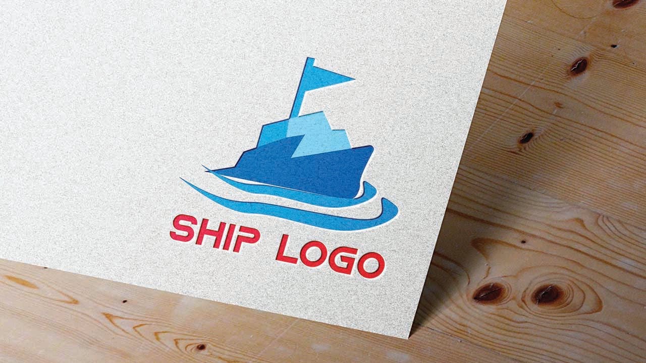 Vector minimalist ship logo in adobe illustrator