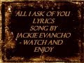 Jackie Evancho - All I Ask of You Lyrics - 
